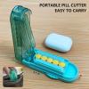 imageJohnbee Pill Cutter Splitter for Small and Tiny Pills Larger Pills Adjustable Pill Splitter Accurately Cuts Multiple Pills at Once Sharp Blade with Safety Guard NonSlip Silicone Edge Lake BlueLake Blue