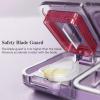imagePill Cutter Splitter for Small or Tiny Pills 2in1 Travel Pill Box ampamp Pill Splitter  Large Capacity 4 Compartments Pill Organizer  Detachable Nonslip VShaped Pad WrapAround Blade Guard PurplePurple