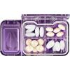 imagePill Cutter Splitter for Small or Tiny Pills 2in1 Travel Pill Box ampamp Pill Splitter  Large Capacity 4 Compartments Pill Organizer  Detachable Nonslip VShaped Pad WrapAround Blade Guard PurplePurple