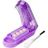 imageJohnbee Pill Cutter Splitter for Small and Tiny Pills Larger Pills Adjustable Pill Splitter Accurately Cuts Multiple Pills at Once Sharp Blade with Safety Guard NonSlip Silicone Edge Lake BlueDark Purple