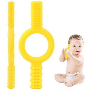 imageBaby Teething Toys  Sensory Chew Toys Oral Motor Tool for Humans  Toddler Teether to Relieve Teething Pain and Massage Gums  Food Grade ampamp Easy to Clean  Chew Toys for Special Needs Chewer Yellow1pc