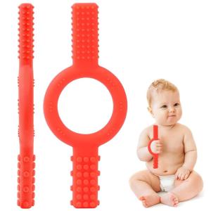 imageBaby Teething Toys  Sensory Chew Toys Oral Motor Tool for Kids  Teether to Relieve Teething Pain and Massage Gums  Food Grade ampamp Easy to Clean  Chew Toys for Special Needs Chewer Red1pc