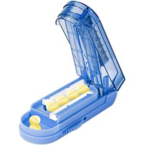 imagePill Cutter Splitter for Small and Tiny Pills Adjustable Tablet Splitter Accurately Cuts Multiple Pills at Once Sharp Blade with Safety Guard Klein BlueKlein Blue