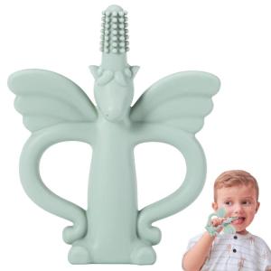 imageTeething Toys  360 Silicone Baby Toothbrush Teether  Cute Unicorn Teether to Relieve Teething Pain and Massage Gums  Food Grade ampamp Easy to Clean  Great Gifts for Friends Babies 1pcGreen