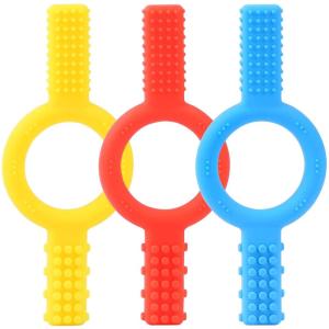imageTeething Toys  Sensory Chew Toy Oral Motor Tool for Humans  Baby Teether to Relieve Teething Pain and Massage Gums  Great Gift for Friends Kid  Chew Toy for Special Needs Chewer BlueYellowRed1pc