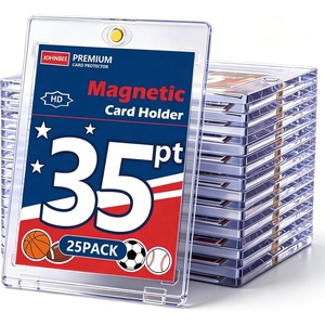 image:image25ct Magnetic Card Holder  35pt Hard Cases for Trading Cards Premium UV Protection Hard Plastic Card Protector Fits Standard 25X 35 Sports Baseball Football Cards Display amp Storage